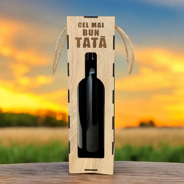 Cutie pentru vin, cu mesajul ”Cel mai bun TATĂ” - imagine 2